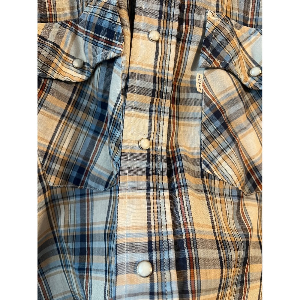 Levi's Regular Fit Plaid Snap Button Western‎ Cowboy Shirt Mens Size Medium - Picture 5 of 8